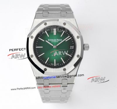 Swiss Replica Audemars Piguet Royal Oak Extra-Thin Smoked Green Stainless Steel Watch